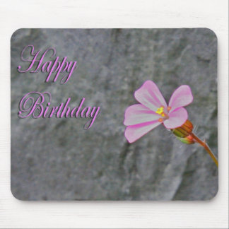 Pink and White Flower Birthday Mouse Mat