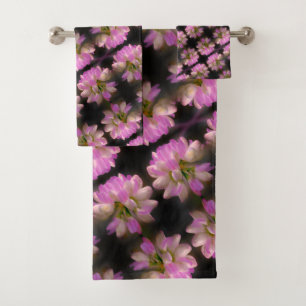 Pink And White Flower Close Up Pattern   Bath Towel Set