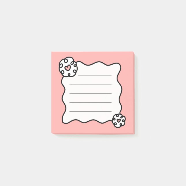 pink and white flower heart, wavy sticky notes (Front)