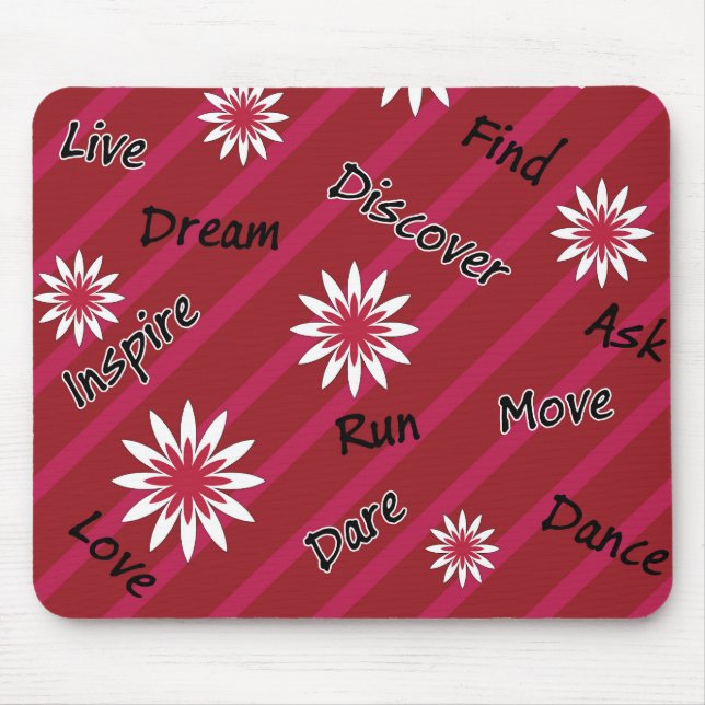 Pink and white flower motivational mousepad (Front)