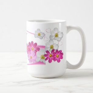 Pink and White Flower Mug with Personal Name