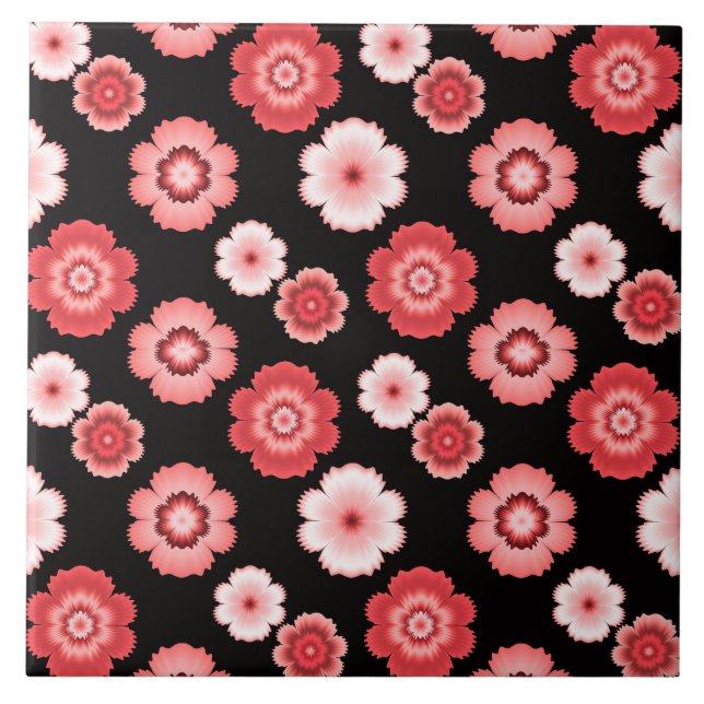 Pink and White Flower Pattern Tile (Front)