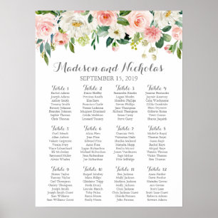 Pink and White Flower Wedding Seating Chart