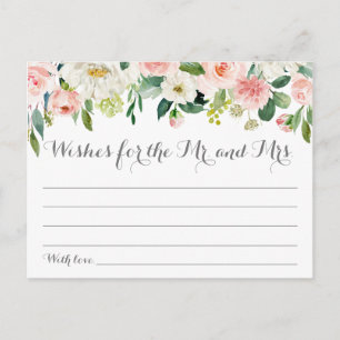 Pink and White Flower Wedding Wishes Cards