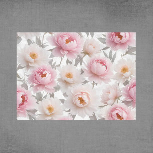 Pink and White Flowers Decoupage Tissue Paper