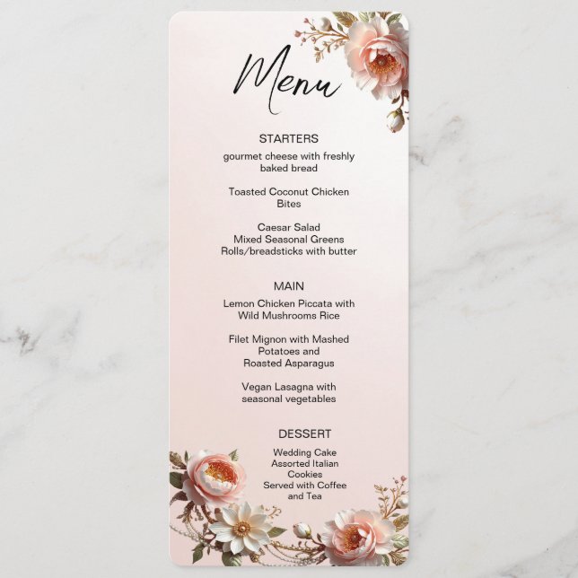 Pink and White Flowers Menu (Front)
