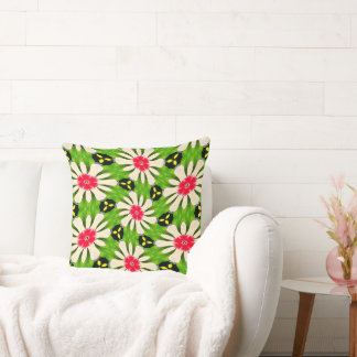 Pink and White Flowers Pattern Cushion