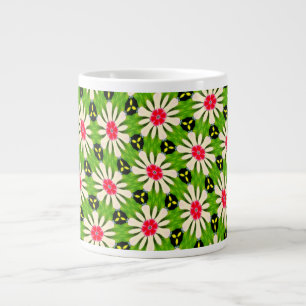 Pink and White Flowers Pattern Large Coffee Mug