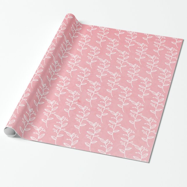 Pink And White Flowers Wrapping Paper (Unrolled)