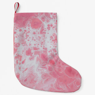 PINK AND WHITE FLUID ABSTRACT PAINTING SMALL CHRISTMAS STOCKING