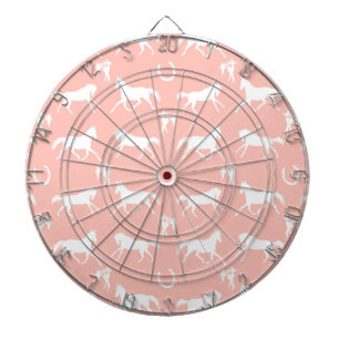 Pink and White Galloping Horses Pattern Dartboard