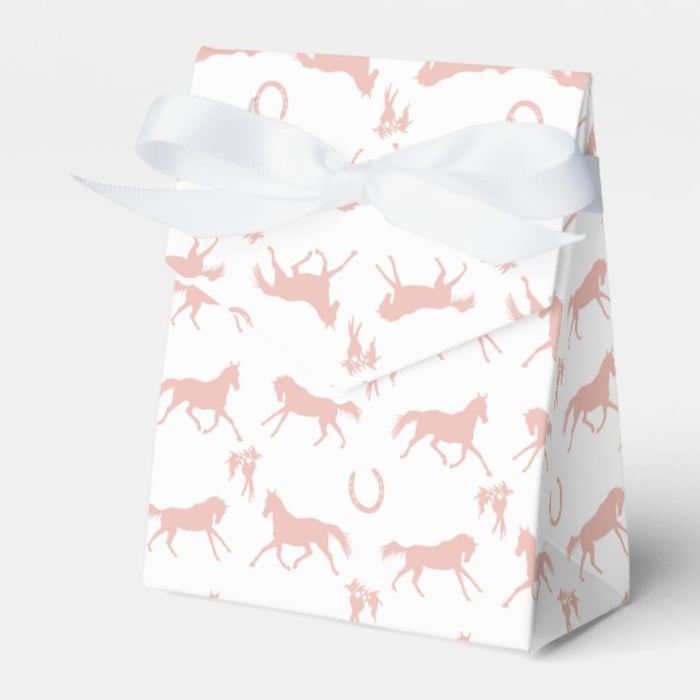 Pink and White Galloping Horses Pattern Favour Box (Front Side)