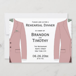 Pink And White Gay Wedding Rehearsal Invitations