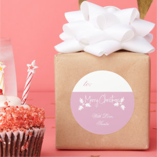 Pink and White Gift Tag Merry Christmas