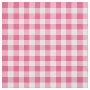 Pink And White Gingham Check Pattern Fabric