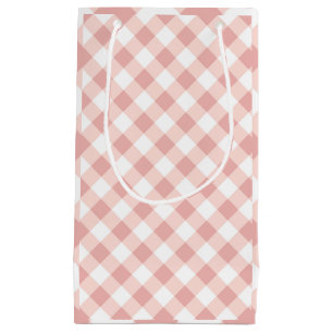 Pink and White Gingham Checks Gift Bag