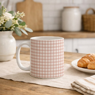 Pink and White Gingham Classic Pattern Coffee Mug