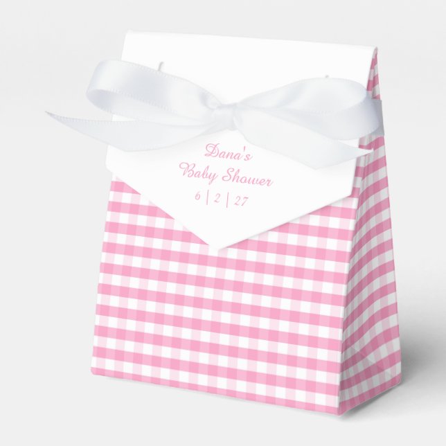 Pink and White Gingham  Favour Box (Front Side)