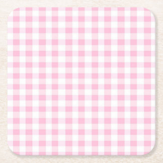 Pink and White Gingham Garden Party Paper Coaster