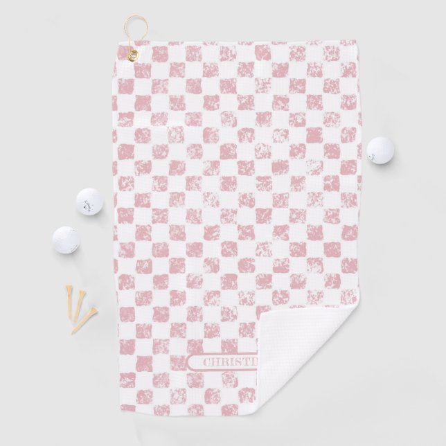 Pink and White Gingham Ladies Golf Towel (InSitu)
