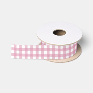 Pink and White Gingham Medium Satin Ribbon