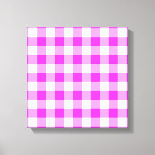 Pink and White Gingham Pattern Canvas Print