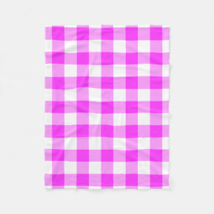 Pink and White Gingham Pattern Fleece Blanket