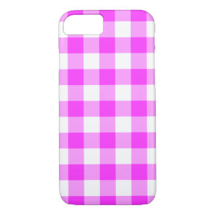 Pink and White Gingham Plaid iPhone 8/7 Case