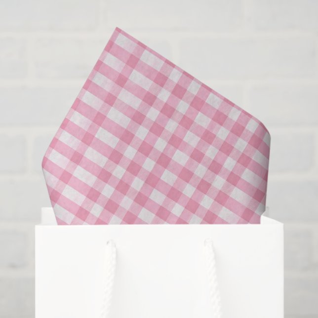 Pink and White Gingham Tissue Paper (Gift Bag)