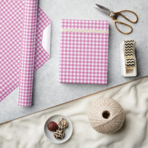 Pink and White Gingham Wrapping Paper