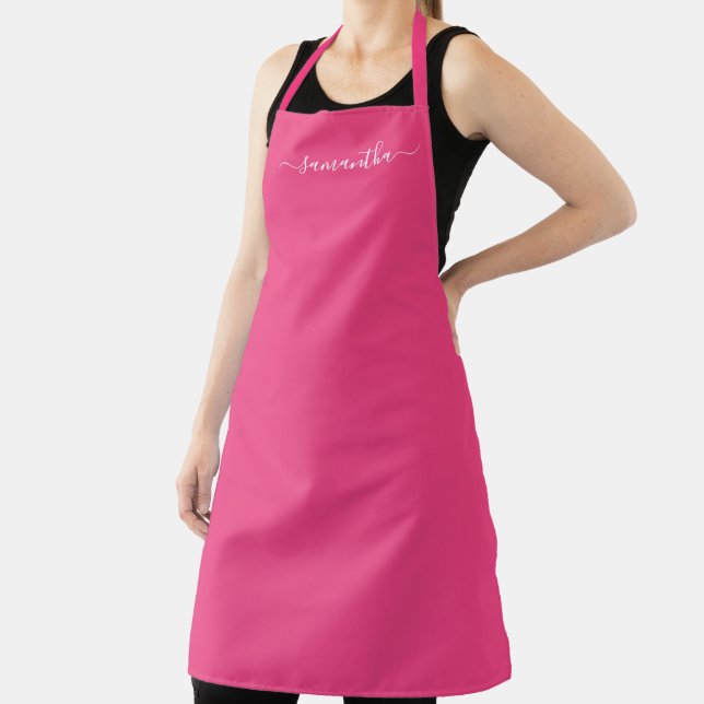 Pink and White Girly Signature Apron (Insitu)