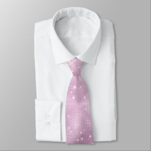 Pink and White Glitter Tie