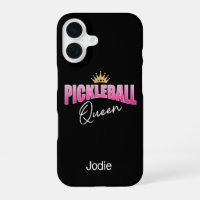 Pink and White Gold Crown Pickleball Queen
