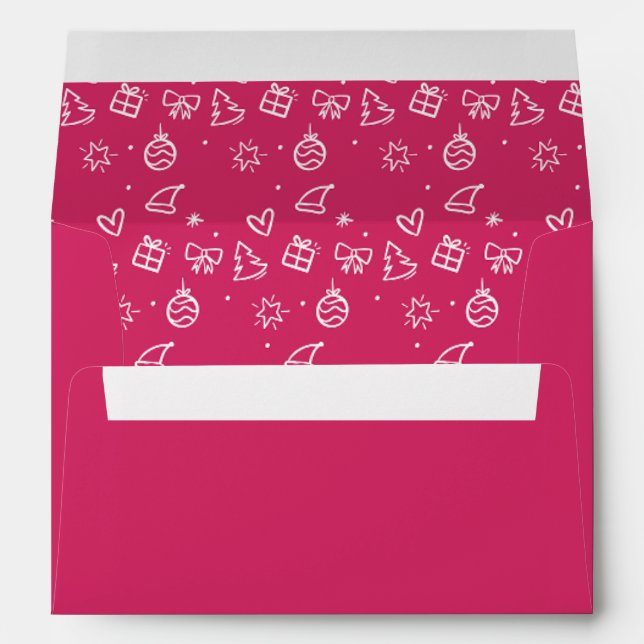 Pink and White Hand Drawn Christmas Envelope (Back (Bottom))