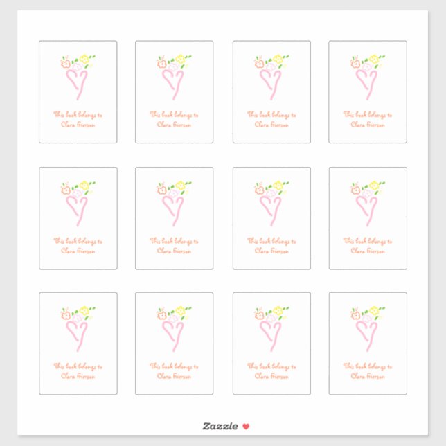 Pink and White Heart Bookplates (Sheet)