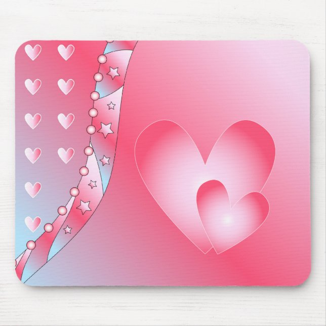Pink and white heart mouse mat (Front)