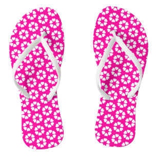 Pink and White Heart Pattern  Flip Flops