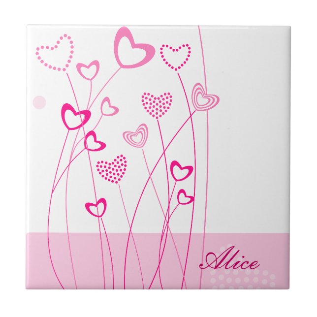 Pink and white Heart shaped flowers garden with a Tile (Front)