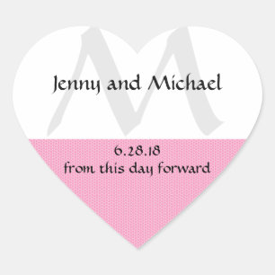 Pink and White Heart-Shaped Wedding Cake Box Seals