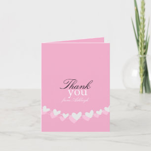 Pink and White Heart Strings Thank You Card