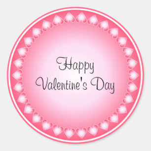 Pink and white hearts classic round sticker