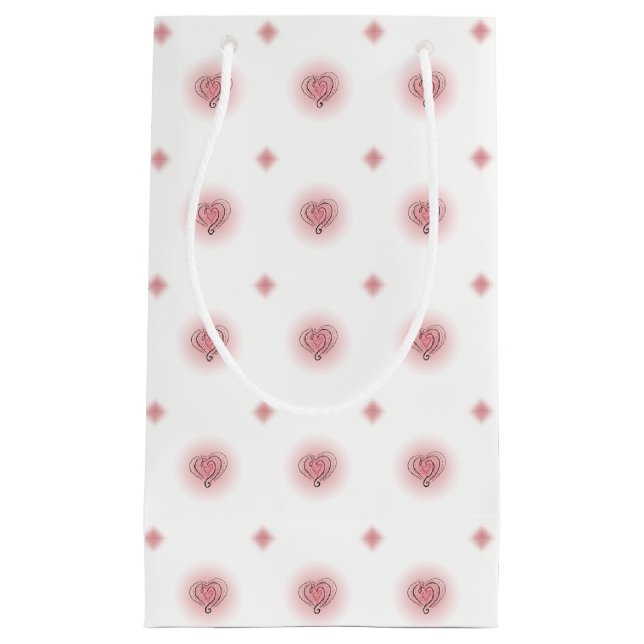 Pink and White Hearts & Diamonds Pattern Gift Bag (Front)
