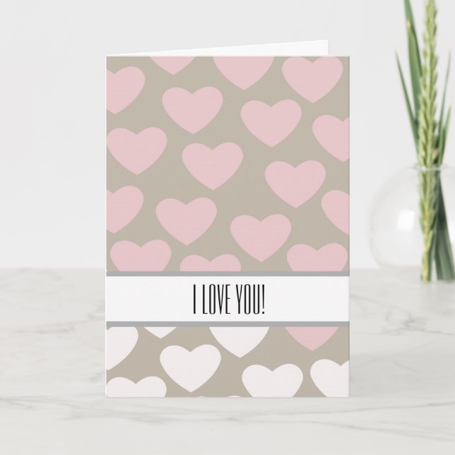 Pink and White Hearts Holiday Card (Front)