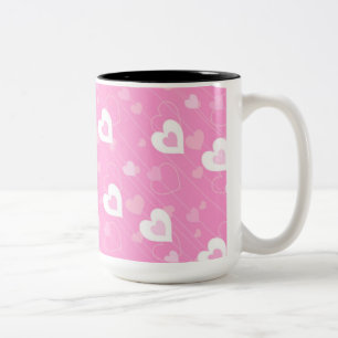 Pink and White Hearts Pattern Coffee Mug