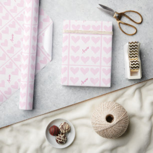 Pink and White Hearts Wrapping Paper