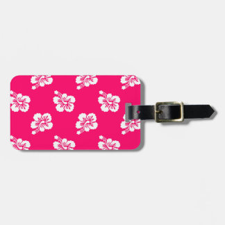 Pink and White Hibiscus Floral Luggage Tag