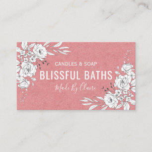 Pink And White Homemade Soap And Candle Business Card
