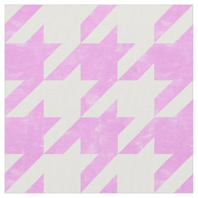 Pink and White Houndstooth Check Fabric (Close Up)