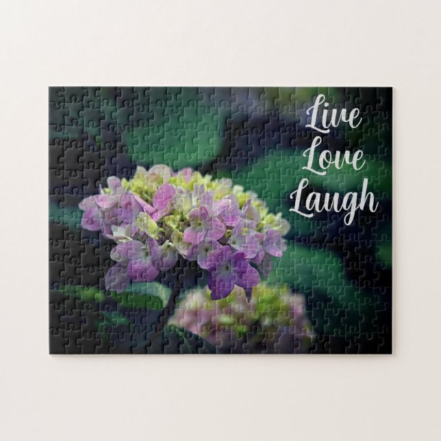 Pink and White Hydrangea Flower Motivational  Jigsaw Puzzle (Horizontal)