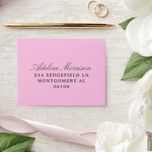 Pink and White Hydrangea Wedding RSVP Reply Envelope (Wedding)